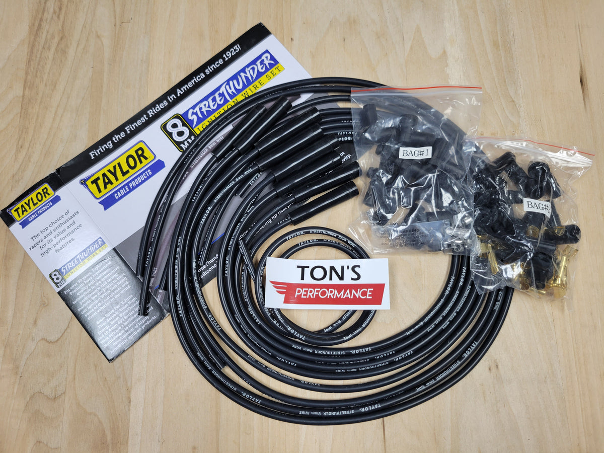 Taylor Spark Plug Wire Set; Street Thunder 8mm Black Universal V8 kit