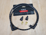 Universal 48" 8mm Suppression Core Cloth Braided Spark Plug Wire kit - Motorcycle