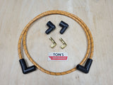 Universal 48" 8mm Suppression Core Cloth Braided Spark Plug Wire kit - Motorcycle