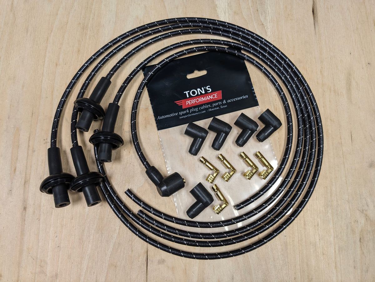 Universal 8mm Cloth Braided Spark Plug Ignition Wire Kit Aircooled