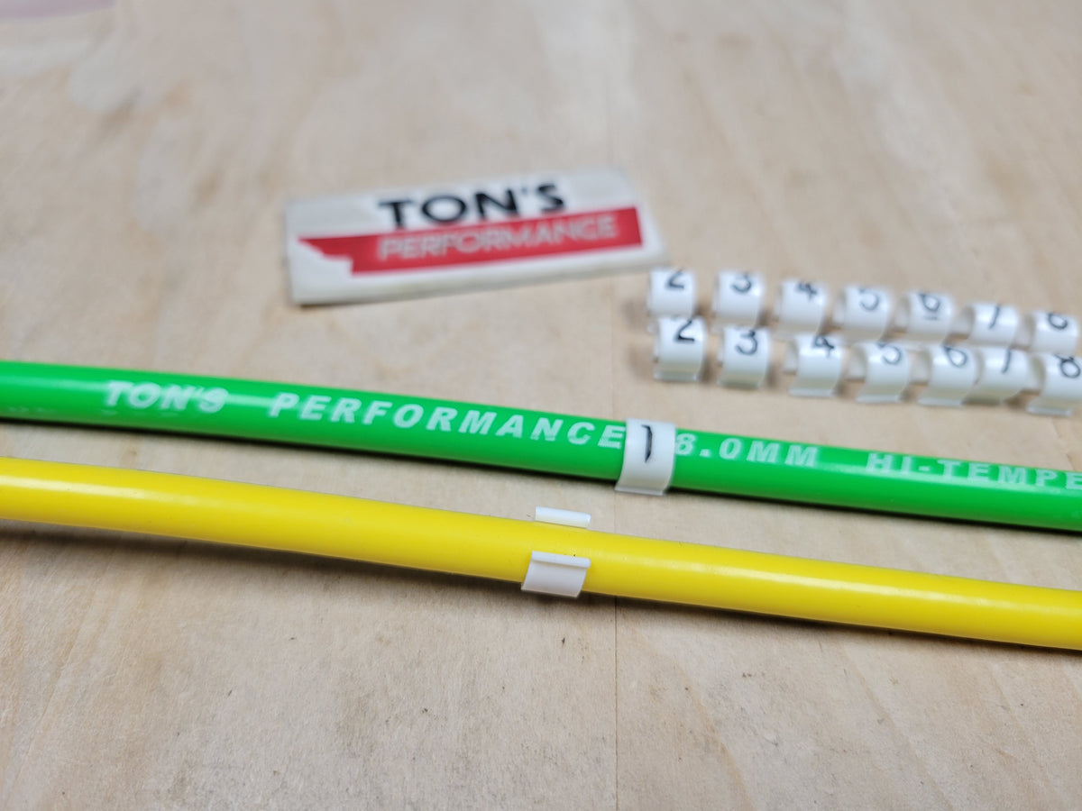 Ton's Spark Plug Wire Marker ClipOn White Nylon Clips With Black Numb