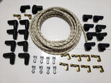 Universal DIY 8mm Suppression Core Cloth Braided Spark Plug Wire kit for V8 Points/HEI