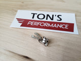 Forked spark plug terminal with spike nickel
