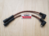 Cloth Braided Plug Wires Harley Sportster 1988 - 2003 / PAIR OF SHORT WIRES FOR RELOCATED COIL
