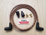 Universal 48" 7mm Copper Core Cloth Braided Spark Plug Wire kit - Motorcycle
