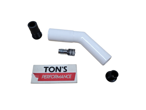 White Ceramic 8mm Spark Plug Boot 45 / 135 Degree angled