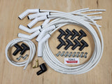 Ton's 8mm Spark Plug Wires White CERAMIC BOOT UNIVERSAL Ford/Chevy Small/Big Block