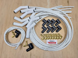 Ton's 8mm Spark Plug Wires White CERAMIC BOOT UNIVERSAL Ford/Chevy Small/Big Block