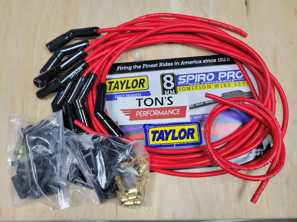 Universal Taylor 8mm Spiro-Pro Ignition Spark Plug Wire kit Black Cera ...