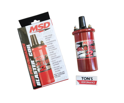 MSD 8202 Ignition Coil Blaster 2 Canister Round Oil Filled Red 45000 V
