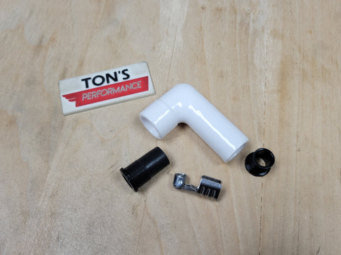 White Ceramic 10mm Spark Plug Boot 90 Degree angled