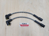 Cables de Bujía Trenzados de Tela Harley Sportster 1988 - 2003 / PAR DE CABLES CORTOS PARA BOBINA REUBICADA
