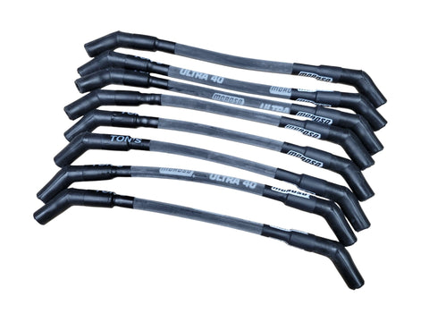 Moroso Ultra 40 Race IGN1A Smart coil converted LS LSX Spark plug wire set 45* Sleeved, 10" / 12"