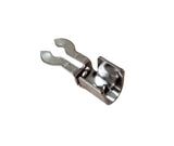 Forked spark plug terminal with spike nickel