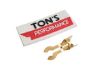 Forked spark plug terminal with spike brass