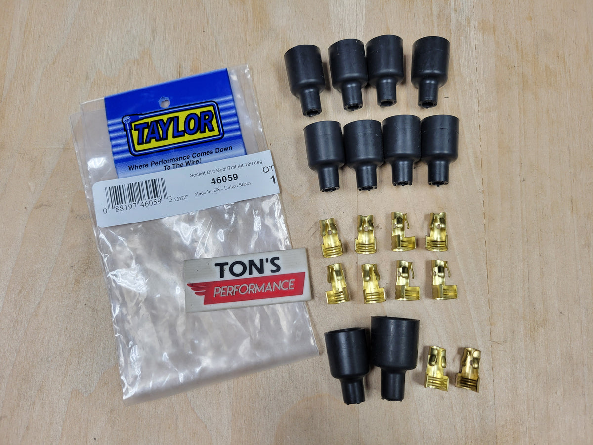 Taylor Cable 46059 Distributor Boot & Terminal Kit Straight Black Fema ...