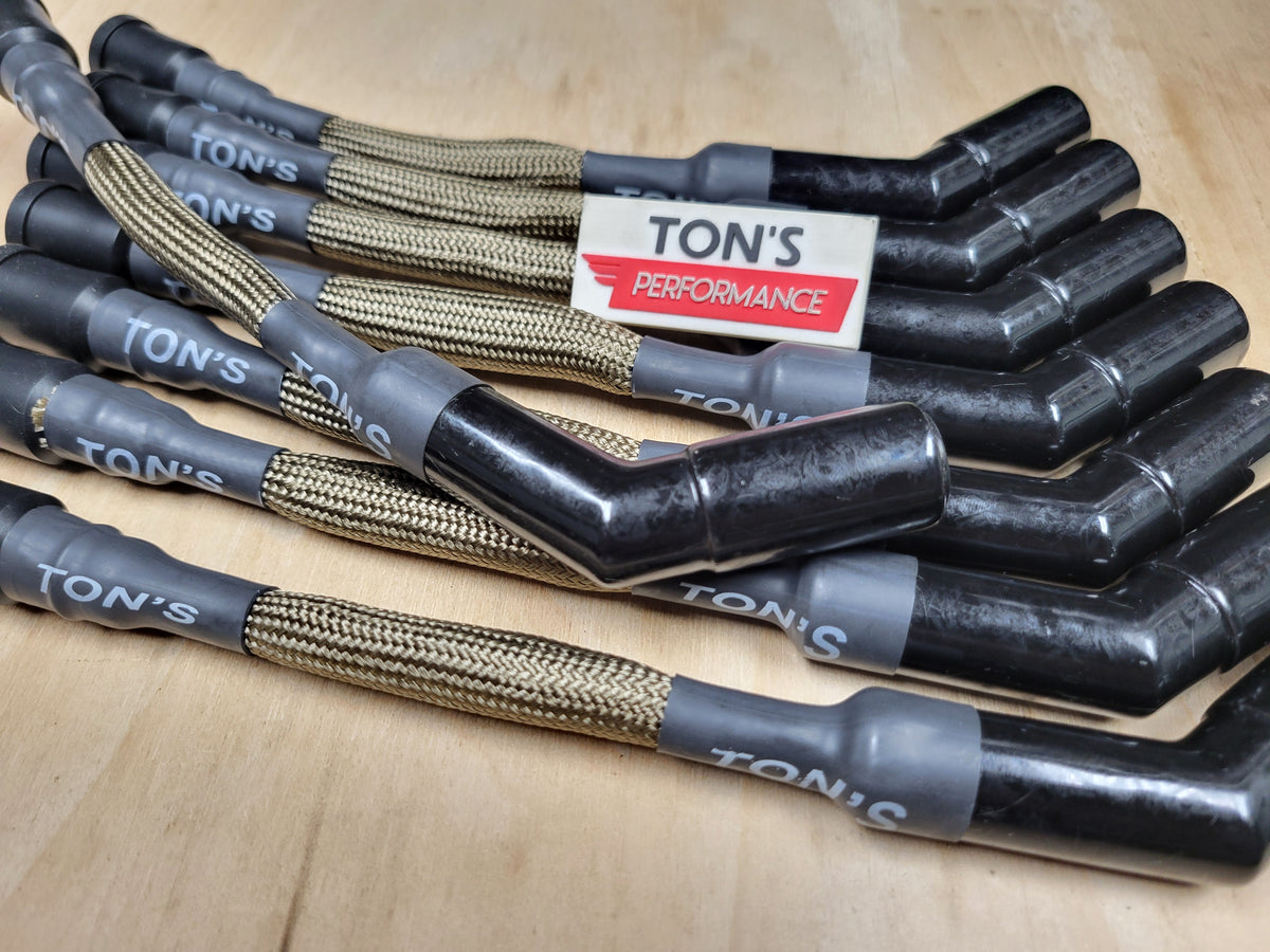 Ton’s Performance IGN1A Smart Coil Spark Plug Wire Set – Converted LS/LSX, 45° Sleeved, 15mm Silicone