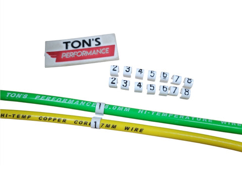 Ton's Spark Plug Wire Marker Clip-On White Nylon Clips With Black Numbers 1-8