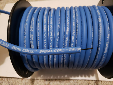 Moroso Cable de bujía de alto voltaje de silicona con núcleo espiral máximo azul de 8 mm [se vende por pie]