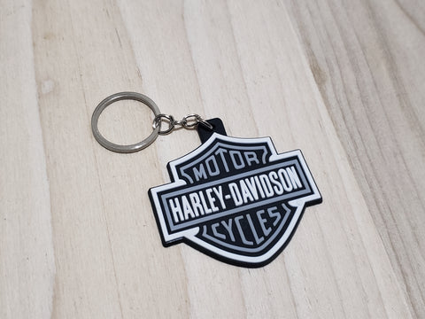 Harley Davidson Bar & Shield Rubber Keychain, Grey