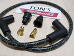 Kit de cables de bujía trenzados de tela con núcleo de supresión de 48 "y 8mm - motocicleta
