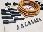 Kit de cable de bujía trenzado de tela con núcleo de cobre Universal DIY de 7mm para puntos V8/HEI