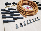Universal DIY 7mm Copper Core Cloth Braided Spark Plug Wire kit for V8 Points/HEI
