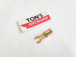 Forked spark plug terminal with spike brass
