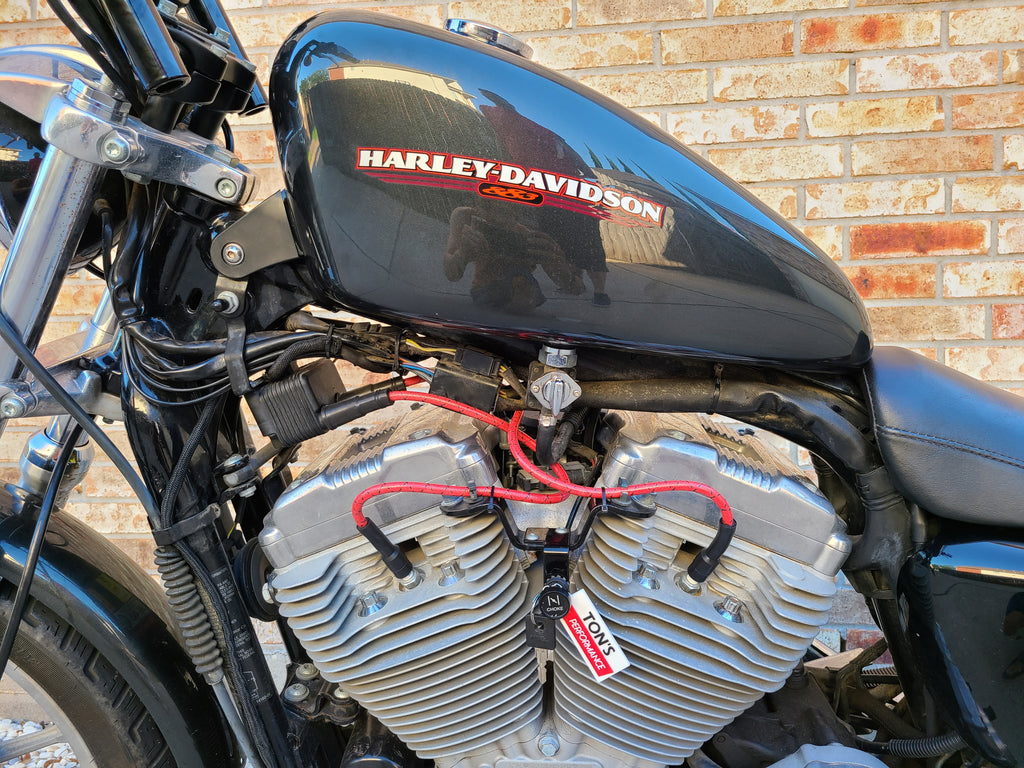 Ton's Performance Cloth Braided Spark Plug Wires Red/Black For Harley Sportster 883 1200 (95-03)