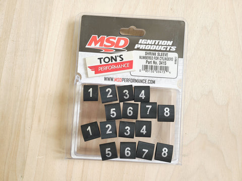 Funda retráctil para marcador de cables de bujía de encendido MSD, negra con números blancos 3415 