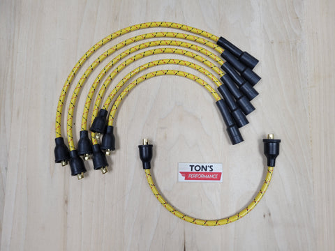 thumbnail image 2 of 15 7mm Vintage Triumph BSA 500 650 A65 A50 Cloth Spark Plug Wire Black Yellow 2 of 6