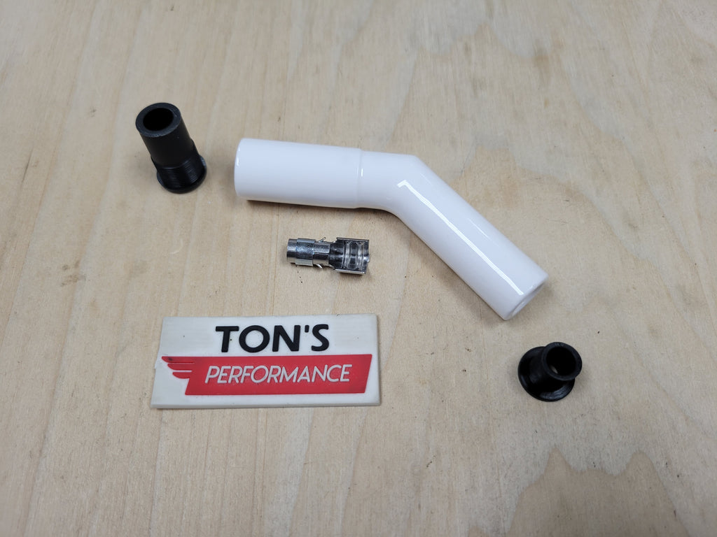 White Ceramic 8mm Spark Plug Boot 45 / 135 Degree angled – Ton's